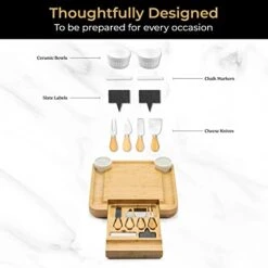 Charcuterie Boards Gift Set: Large Charcuterie Board Set, Bamboo Cheese Board Set - Unique Mothers Day Gifts For Mom - House Warming Gifts New Home, Wedding Gifts For Couple, Bridal Shower Gift -KitchenAid Shop 41iC6Q9BMcL