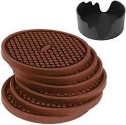 Silicone Drink Coasters Set Of 6 , IPHOX 3.94 Inches Flexible Heat Resistant Coaster For Drinks With Deep Grooved And Non-Slip Bottom, Protect Furniture From Dirty And Scratched (Grey) -KitchenAid Shop 41iFE4dlf1L. AC