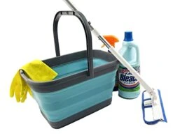 12L (3.1 Gallon) Collapsible Rectangular Handy Basket / Bucket (Alloy Grey + Crystal Blue (Set Of 2)) -KitchenAid Shop 41iKOuRCX2L