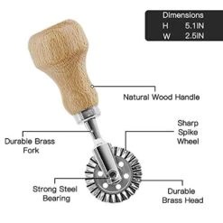 Avioli Stamp Maker Cutter With Roller Wheel Set, Mold With Wooden Handle And Fluted Edge, Pasta Press Kitchen Attachment (MF-146) -KitchenAid Shop 41iOSTZHquL