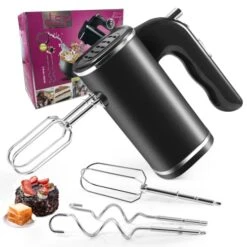 200W Electric Hand Mixer 5 Speed Kitchen Aid Hand Held Mixer Electric, Big Power Turbo With 4 Chrome-plated Steel Accessories For Easy Whipping, Mixing Cookies, Cakes, Brownies, And Dough Batters