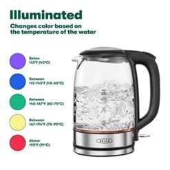 Bella Electric Kettle And Water Boiler, 1.7L - Cordless Clear Glass LED Color Changing Portable Tea Pot With Auto Shut Off & Boil Dry Protection, Black -KitchenAid Shop 41iRwwEVS4L