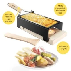 Heese Raclette W Foldable Handle- Candlelight Cheese Melter Pan W Spatula And 3 Tea Light Candles - Melts In Under 4 Minutes, Small Portable, Great For Dinner Parties, Appetizers, Housewarming Gift 9 Heese Raclette W Foldable Handle- Candlelight Cheese Melter Pan W Spatula And 3 Tea Light Candles - Melts In Under 4 Minutes, Small Portable, Great For Dinner Parties, Appetizers, Housewarming Gift -KitchenAid Shop 41iWZ6TIO0L