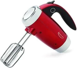 7 Speed Hand Mixer With Stand With Chrome Beater And Hooks, Metallic Red, BC-2208CMR, 6.06*8.66*6.65 -KitchenAid Shop 41ic P9hfSL. AC
