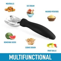 Ice Cream Scoop With Soft Easy Grip Handle - Ice Cream Scooper With Built-in Lid Opener - Heavy Duty Icecream Scoop With Non-Slip Handle For Soft & Hard Ice Cream (Black) 15 Ice Cream Scoop With Soft Easy Grip Handle - Ice Cream Scooper With Built-in Lid Opener - Heavy Duty Icecream Scoop With Non-Slip Handle For Soft & Hard Ice Cream (Black) -KitchenAid Shop 41ihAq1acSL