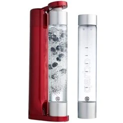 Wenty39 Qarbo Sparkling Water Maker Party Bundle With 4 Bottles, And 3 Aircharge Caps (Metallic Red)