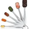 Heavy Duty Stainless Steel Measuring Spoons For Narrow Spice Jars With Slim Handles And Etched Markings & Removable Clasp, Perfect Measuing Spoons And Table Spoons