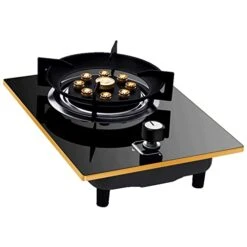 Gas Stove 1 Burner, 9 Cavity Tall Flame Cast Iron Pot Brackets, Independent Stoves, Stainless Steel Automatic Ignition Whirlwind Energy Saving Protection (Size : NG)