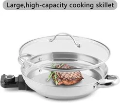 11.8-Inch Capacity Electric Skillet - For Simmer Fry Bake Steam (Silver) -KitchenAid Shop 41irnf7gskL