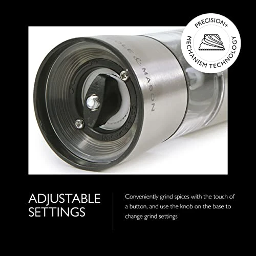 Cole & Mason Hampstead Electronic Salt Mill - Electric Salt Grinder Set - Adjustable Electric Spice Grinder - Kitchen Tool & Gadget - Hand Wash - Stainless Steel 5 Cole & Mason Hampstead Electronic Salt Mill - Electric Salt Grinder Set - Adjustable Electric Spice Grinder - Kitchen Tool & Gadget - Hand Wash - Stainless Steel - Image 3