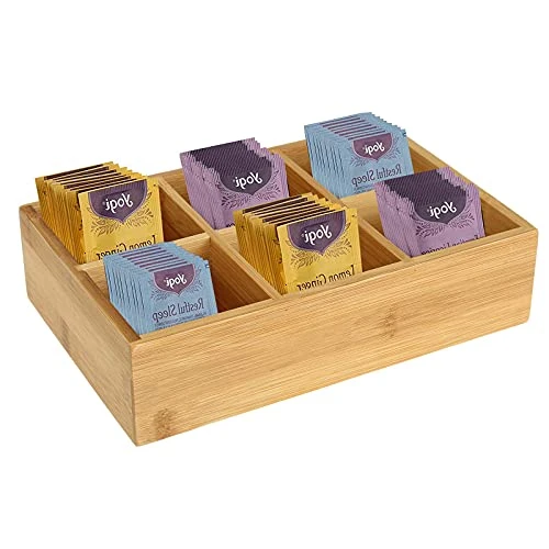 2 Pack Bamboo Tea Bag Organizer, Wood Hot Tea Bag Drawer Storage Organizer Holder With 6 Compartments, Tea Chest Box For Coffee Station, Sugar Packet, Sweeteners, Small Packets 6 2 Pack Bamboo Tea Bag Organizer, Wood Hot Tea Bag Drawer Storage Organizer Holder With 6 Compartments, Tea Chest Box For Coffee Station, Sugar Packet, Sweeteners, Small Packets - Image 4