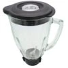 Complete 6-Piece 48 Ounce Replacement Round Glass Jar Cup Assembly Set With A Jar Base Cap, Blade, Gasket, Round Lid, Center Fill - Compatible With Standard Oster & Osterizer Blenders