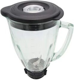 Complete 6-Piece 48 Ounce Replacement Round Glass Jar Cup Assembly Set With A Jar Base Cap, Blade, Gasket, Round Lid, Center Fill - Compatible With Standard Oster & Osterizer Blenders -KitchenAid Shop 41iyQjj49fL. AC