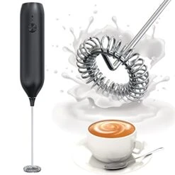 Milk Frother Rechargeable, Homradise Coffee Frother Handheld With Type-C Interface Frother For Coffee Latte Cappuccino Mocha Macchiato Frappe -Black