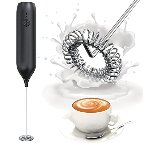 Milk Frother Rechargeable, Homradise Coffee Frother Handheld With Type-C Interface Frother For Coffee Latte Cappuccino Mocha Macchiato Frappe -Black 3 Milk Frother Rechargeable, Homradise Coffee Frother Handheld With Type-C Interface Frother For Coffee Latte Cappuccino Mocha Macchiato Frappe -Black