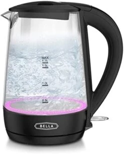 Bella 1.7 Liter Glass Electric Kettle, Quickly Boil 7 Cups Of Water In 6-7 Minutes, Soft Orange LED Lights Illuminate While Boiling, Cordless Portable Water Heater, Carefree Auto Shut-Off, White -KitchenAid Shop 41izb2SQaKL. AC