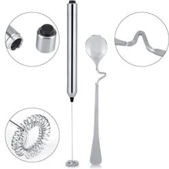 Milk Frother Battery Operated, Portable Travel Frother Electric Milk Foamer Coffee Frother Handheld Mini Drink Mixer With Spoon For Coffee, Latte, Cappuccino, Hot Chocolate -KitchenAid Shop 41j78B9CESL