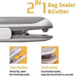 GENERIC Mini Bag Sealer, Portable Heat Vacuum Sealers Plastic Sealer, Chip Bag Sealer, 2 In 1 Heat Seal And Cutter Mini Food Sealer For Plastic Bags Mini Portable Sealer, Bag Sealer (2 Pack)