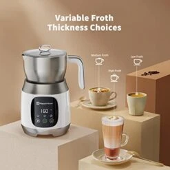 Lk Frother, Variable Temp And Froth Thickness Milk Frother And Steamer, 21OZ/600ML Smart Touch Control Milk Warmer, Dishwasher Safe, Memory Function For Latte Cappuccino, Hot Chocolate -KitchenAid Shop 41jWu0Y7DWL