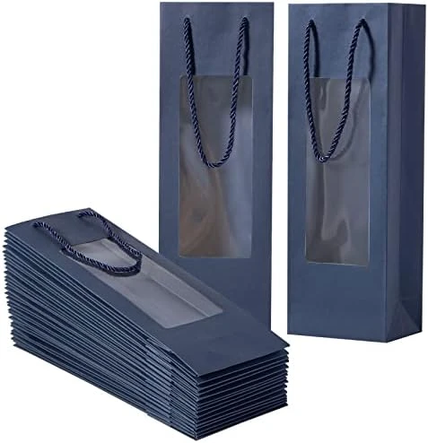 Wine Gift Bag With Window 20 Pack 4.92"x3.35"x 14.2" Wine Bags For Wine Bottles Halloween Birthday Housewarming Dinner Party Business-Black 10 Wine Gift Bag With Window 20 Pack 4.92"x3.35"x 14.2" Wine Bags For Wine Bottles Halloween Birthday Housewarming Dinner Party Business-Black - Image 8