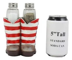 Patriotic Stars And Stripes American Flag Boots Salt And Pepper Shakers Set With Decorative Resin Display Holder Figurine And Glass Shakers Kitchen Country Western Cowboy Cowgirl Decor Statue -KitchenAid Shop 41jfaoPsmJL