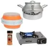 CanCooker Fish Fryer Kit Portable Compact Multi-Fuel Cooktop Single Burner With Convenient Carrying Case And Orange Collapsible Mess Free Cooking Bowl