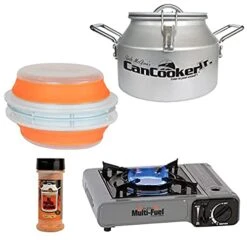 CanCooker Fish Fryer Kit Portable Compact Multi-Fuel Cooktop Single Burner With Convenient Carrying Case And Orange Collapsible Mess Free Cooking Bowl