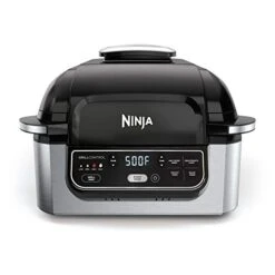 Ninja AG301 Foodi 5-in-1 Indoor Grill With Air Fry, Roast, Bake & Dehydrate, Black/Silver