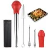 Stainless Steel Turkey Baster For Cooking, Food Grade Turkey Baster Syringe Oil Dropper Meat Injector Set With Silicone Bristling Brush, 2 Needles, Cleaning Brush For Chicken, Beef, Pork, BBQ, Red -KitchenAid Shop 41jrZR6odjL