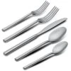 Cube 20-Piece Forged Silverware Set Stainless Steel Flatware Set,Service For 4,Matte Satin Polished Cutlery Set,Dishwasher Safe -KitchenAid Shop 41jsnNdjLNL