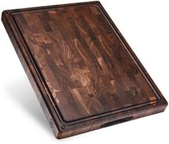 , Made In USA, Large Thick End Grain Walnut Wood Cutting Board With Non-Slip Feet, Juice Groove, Sorting Compartments For Kitchen 17x13x1.5 In (Gift Box Included) -KitchenAid Shop 41juMy7EkzL. AC