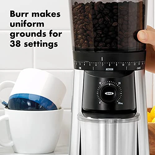 OXO Brew 8 Cup Coffee Maker, Stainless Steel & Brew Conical Burr Coffee Grinder 7 OXO Brew 8 Cup Coffee Maker, Stainless Steel & Brew Conical Burr Coffee Grinder - Image 5