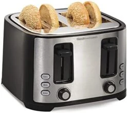 Hamilton Beach 2 Slice Extra Wide Slot Toaster With Bagel & Defrost Settings, Shade Selector, Toast Boost, Auto Shutoff, Black & Stainless Steel (22633) -KitchenAid Shop 41k05w1ZN1L. AC