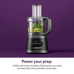 NutriBullet Bullet NBP50100 Food Processor 450-Watts With 7-Cup Capacity And Stainless Steel Slice, Shred, Chop And Dough Attachments, Black -KitchenAid Shop 41k0WZO1jvL