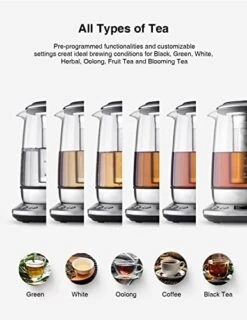 Electric Tea Kettle, 6 Variable Presets Temperature Smart Tea Maker, Fast Boil Electric Glass Kettle With 2Hr Keep Warm Function, Premium Stainless Steel, 1200 Watt Quick Heating, 1.7L -KitchenAid Shop 41k2rNI5aWL