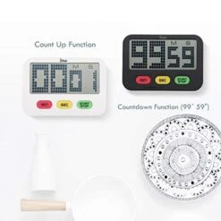 2 Pack Digital Kitchen Timer Simple Cooking Timer Count Up/Countdown Functions, Large LCD Display, Strong Magnet Back&Hidden Stand For Cooking Baking Workout Pilates Yoga Black And White -KitchenAid Shop 41kAeQeFFmL