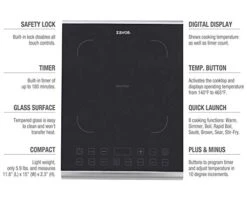 Avor PRO Portable Induction Cooktop, Magnetic Countertop Burner With 8 Pre-sets And 325°F Temperature Range, 1800W, Black (ZSEPR01)