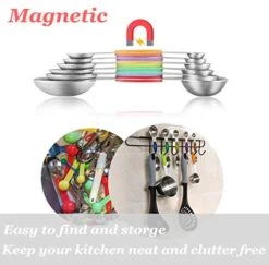 Magnetic Measuring Spoons Set Of 8 Stainless Steel Double Sided Teaspoon/Tablespoon For Dry Liquid Ingredients Fits In Spice Jars, Colorful Nesting Measuring Set+Leveler Kit For Cooking Baking -KitchenAid Shop 41kJ9HhP2iL