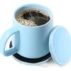 Auto On/Off Gravity-Induction Coffee Mug With Intelligent Temperature Control 113°F/45°C Cup Warmer Self-Heating With Wireless Charging Function Gifts For Home Office (Mug Included) Blue