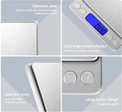 Digital Scale Kitchen Scale 3kg/ 0.1g Precision Pocket Cooking Baking Scale Count Function For Jewelry Multifunctional Electronic Scale Stainless Steel (Silver) -KitchenAid Shop 41kPmFdMAFL