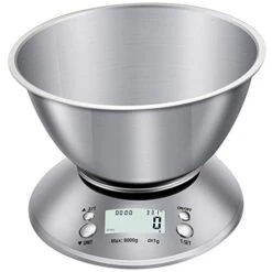 Food Scale With Bowl, Digital Kitchen Weight For Cooking, Baking And Dieting,11lb/5kg, LCD Display, 5kg, Silver