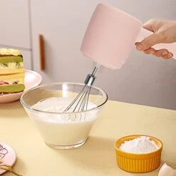 Ew 2 In 1 Mini Electric Whisk,with Garlic Chopper,USB Rechargeable Detachable Handheld Egg Beater, Good Helper In The Kitchen Making Cakes (Pink)