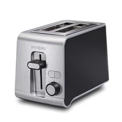 2 Slice Toaster With Extra Wide Slots, Sure-Toast Technology, Shade Selector & Bagel Setting, Black And Silver (22302)
