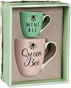 Queen Bee Mini Bee Mommy And Me Ceramic Cups | Gift Set Of 2 | Maternity Mothers Day Gift | Ceramic Coffee Hot Chocolate Milk Mugs | Gift Box Included -KitchenAid Shop 41kmr8nIMVL. AC