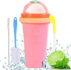 Slushy Cup - Tik Tok Magic Quick Frozen Smoothie Cup, Double Layer DIY Homemade Slushy Maker Cup, Food Grade Silicone Slushie Maker Cup With Spoon & Cleaning Brush For Kids, Birthday Gift - Blue -KitchenAid Shop 41knDo6Y1SL. AC