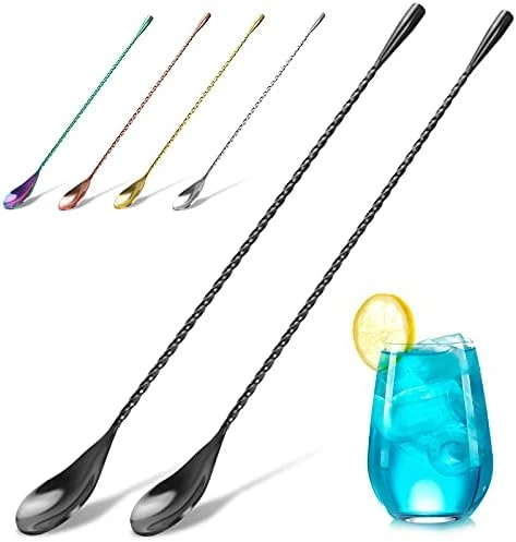 2-Pack 12 Inches Stainless Steel Bartender Mixing Spoon Cocktail Stirrers, Spiral Pattern Bar Spoon Stirring Spoon With Long Handle 9 2-Pack 12 Inches Stainless Steel Bartender Mixing Spoon Cocktail Stirrers, Spiral Pattern Bar Spoon Stirring Spoon With Long Handle - Image 7