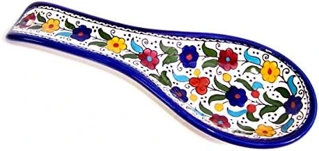 Armenian Hand Painted Cooking Spoon Rest/Ladle Holder - Large With Deep Round Cup Part - Asfour Outlet Trademark (Blue Flowers 8.5 Inches) 11 Armenian Hand Painted Cooking Spoon Rest/Ladle Holder - Large With Deep Round Cup Part - Asfour Outlet Trademark (Blue Flowers 8.5 Inches) - Image 9