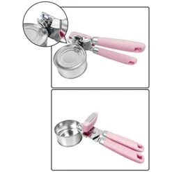 Manual Can Opener, Handheld Tin Opener Cork Screw, Easy Turn Knob, Built In Bottle Opener, Hangs For Convenient Kitchen Storage, Easily Open Tin Cans, 2 Silicone Lid Cover For Can, Pink -KitchenAid Shop 41ktxxVHo7L