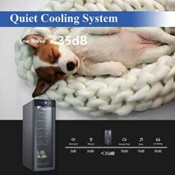 Wine Cooler, Compact Mini Wine Fridge Wine Cellar For Red, White, Champagne Or Sparkling Wine, Freestanding Wine Refrigerator With Quiet Compressor & LED Light, 40-66F, Blue&gray (12 Bottles) -KitchenAid Shop 41kzAl2ZaML