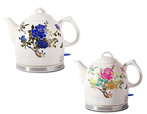 ® Ceramic Electric Kettle With Peony Flower Pattern Two-Tone 15000 3 ® Ceramic Electric Kettle With Peony Flower Pattern Two-Tone 15000
